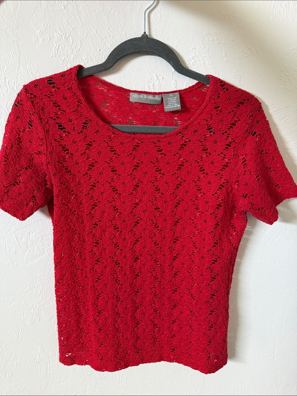 Allyson Whitmore Red Lace Short-Sleeve Tee
